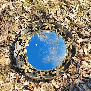 Vintage Brass Convex Mirror Cottagecore Decor